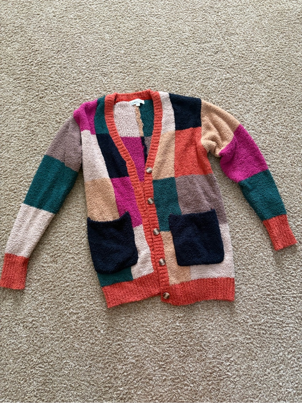 Colorblock Cloud Patchwork Cardigan - Multi